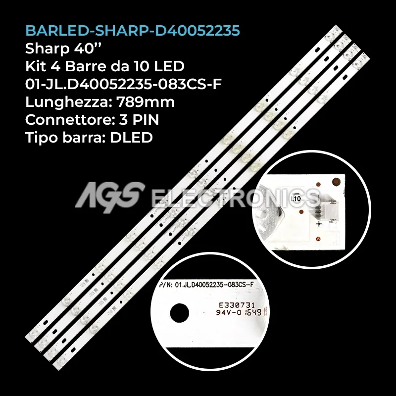 kit 4 barre LED retroilluminazione per Sharp 40 pollici modello F40B7100