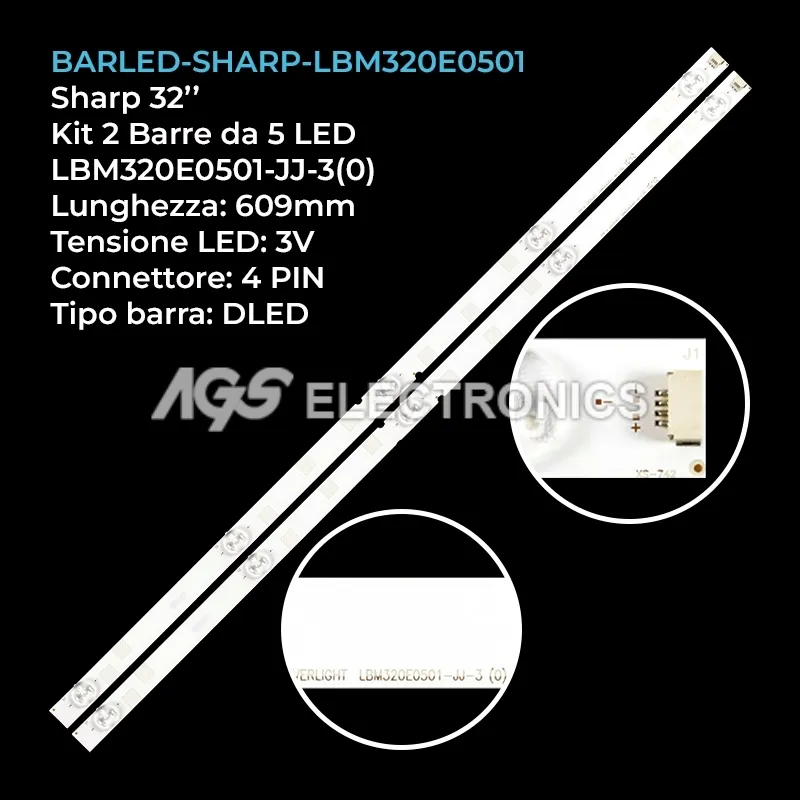 kit 2 barre LED retroilluminazione per Sharp 32 pollici modello LC32LE185M