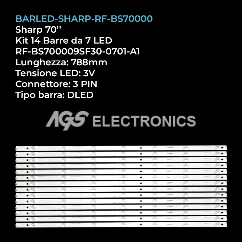 kit 14 barre LED retroilluminazione per Sharp 70 pollici modello 70CL5KA