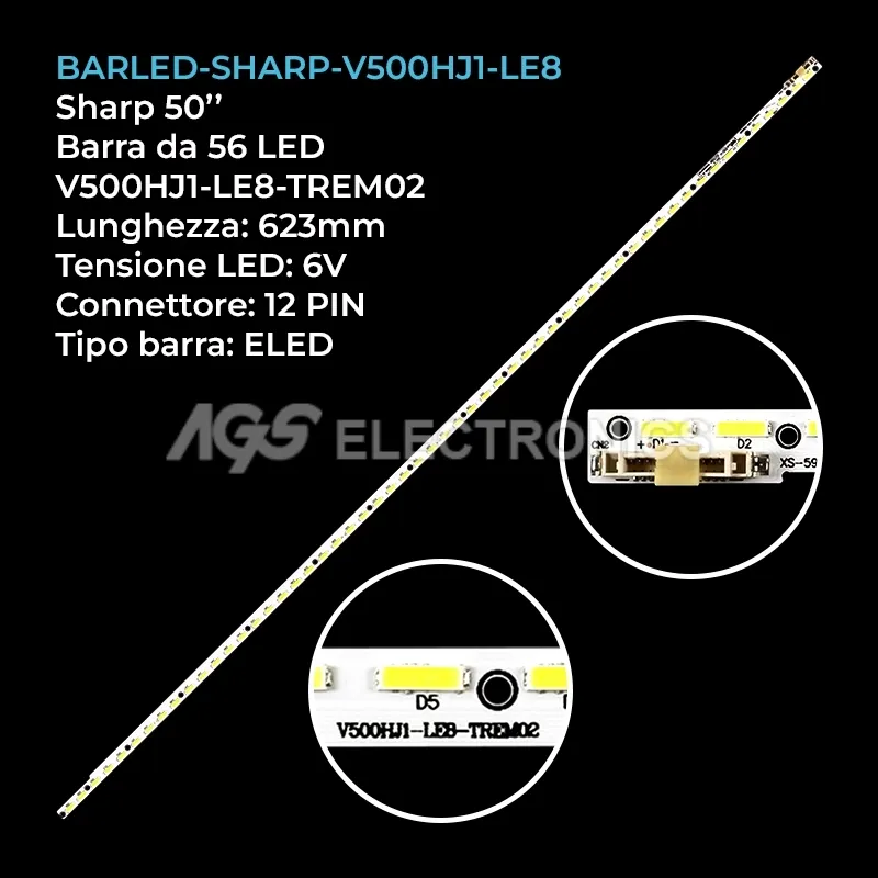 kit 1 barre LED retroilluminazione per Sharp 50 pollici modello LC50LE752V