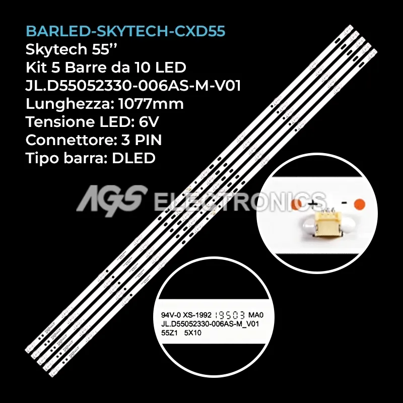 kit 5 barre LED retroilluminazione per Skytech 55 pollici modello ST5540U