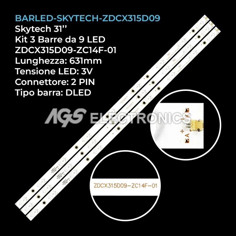 kit 3 barre LED retroilluminazione per Skytech 31 pollici modello ST3250