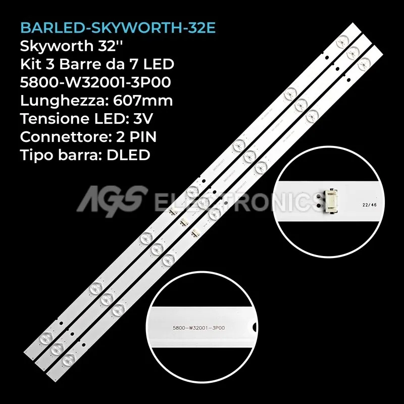 kit 3 barre LED retroilluminazione per Strong 32 pollici modello SRT32HX4003
