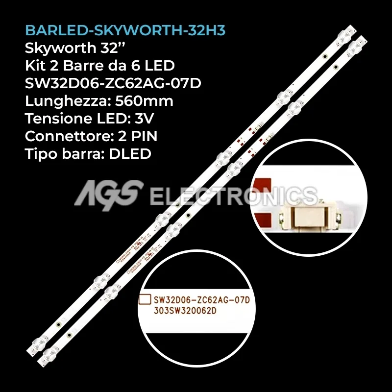 kit 2 barre LED retroilluminazione per Sony 32 pollici modello LC320DXCSMA8
