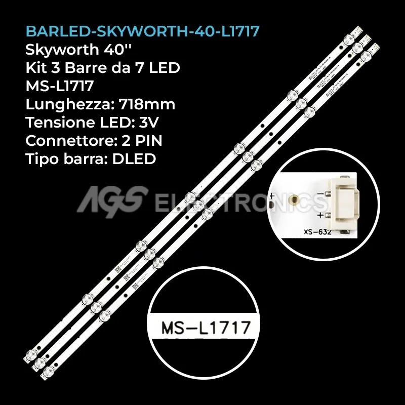 kit 3 barre LED retroilluminazione per Skyworth 40 pollici modello 40L48504B