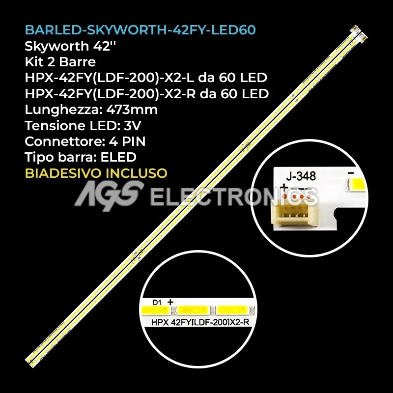kit 2 barre LED retroilluminazione per Skyworth 42 pollici modello 42E680E
