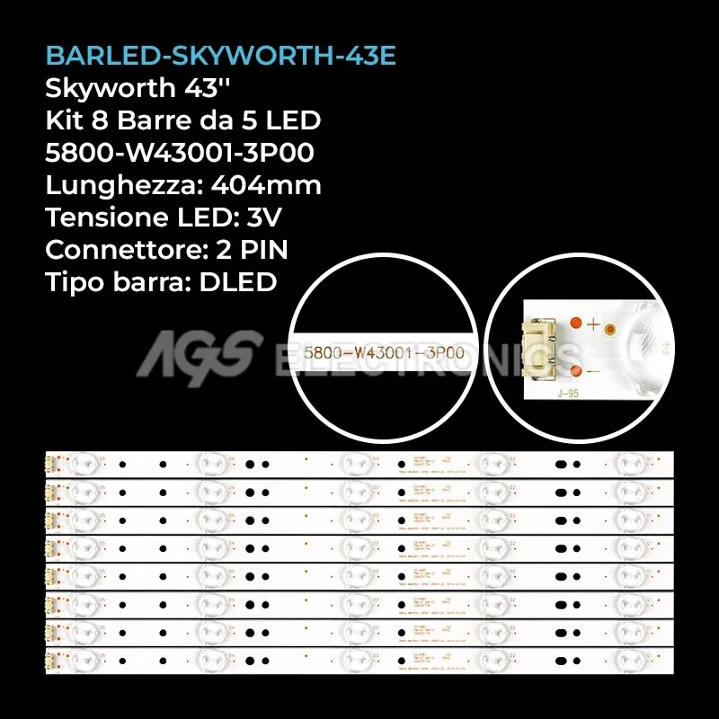 kit 8 barre LED retroilluminazione per Inno-Hit 43 pollici modello IH43E30