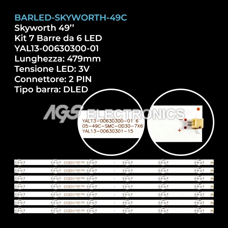 kit 7 barre LED retroilluminazione per Graetz 49 pollici modello GR49E9000AS