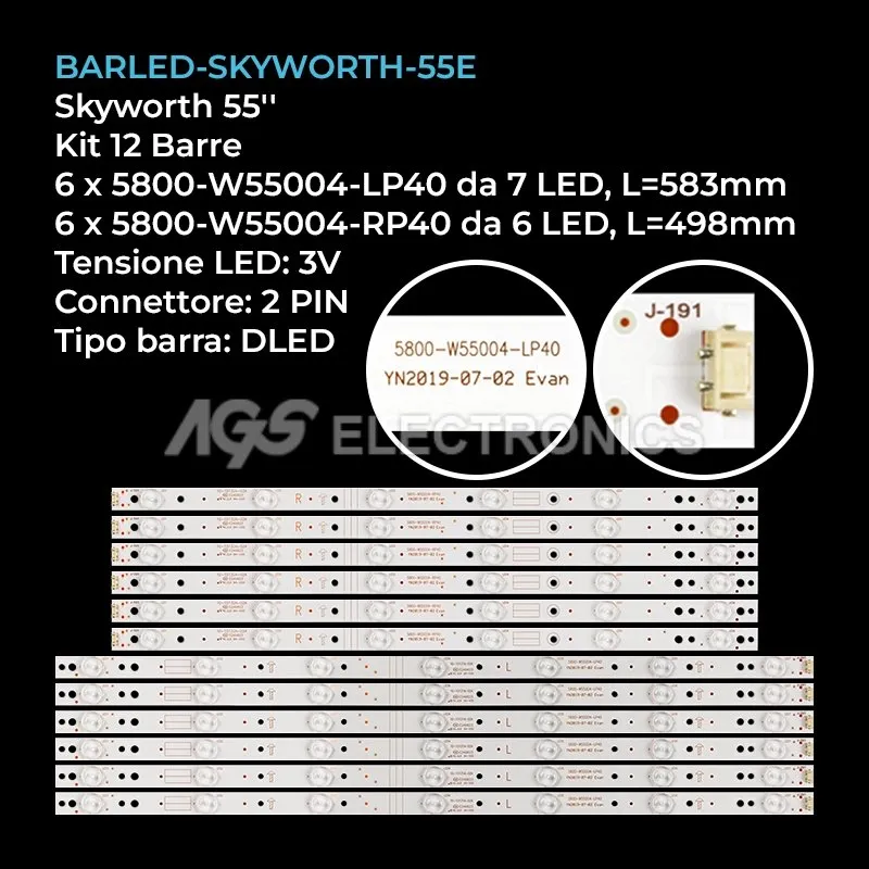 kit 12 barre LED retroilluminazione per Skyworth 55 pollici modello 55M5