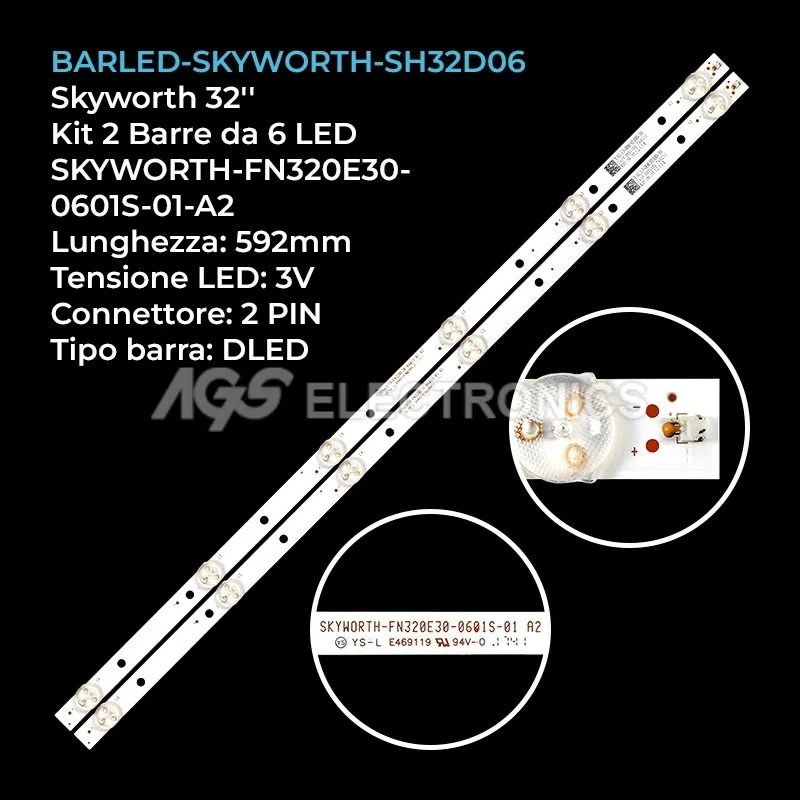 kit 2 barre LED retroilluminazione per Inno-Hit 32 pollici modello IH32S11