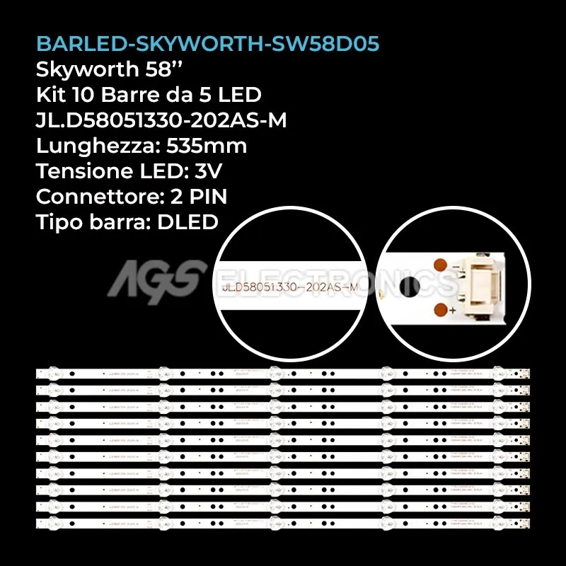 kit 10 barre LED retroilluminazione per Skyworth 58 pollici modello 58G3