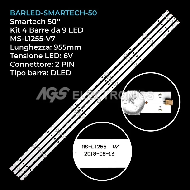 kit 4 barre LED retroilluminazione per Starlight 50 pollici modello 50DM7000