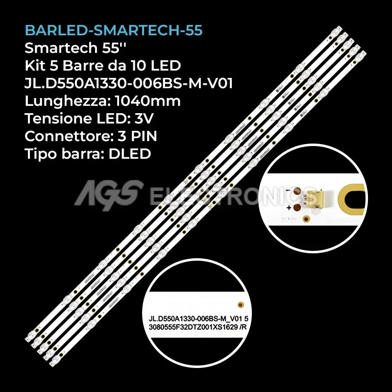 kit 5 barre LED retroilluminazione per Smartech 55 pollici modello 55DM7700
