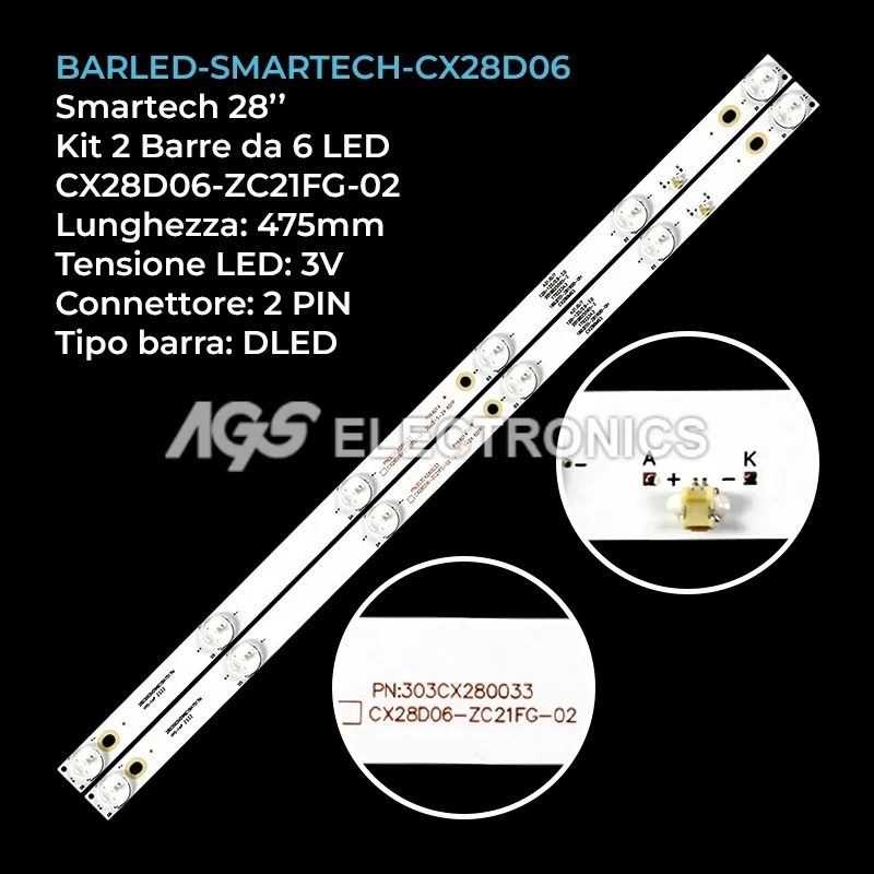 kit 2 barre LED retroilluminazione per Orion 28 pollici modello OLT28100