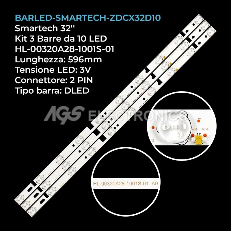 kit 3 barre LED retroilluminazione per Skytech 32 pollici modello ST3230SR