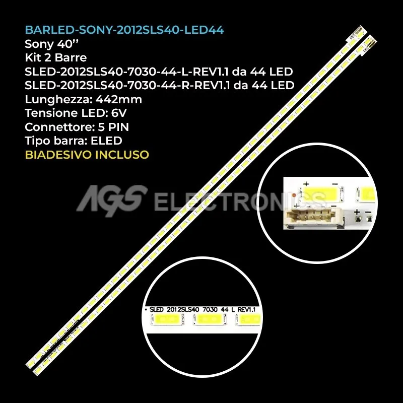 kit 2 barre LED retroilluminazione per Sony 40 pollici modello KDL40EX755