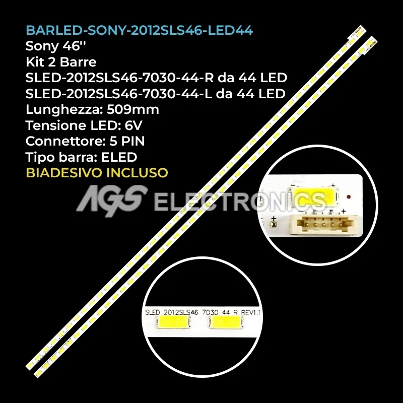 kit 2 barre LED retroilluminazione per Sony 46 pollici modello KDL46EX653
