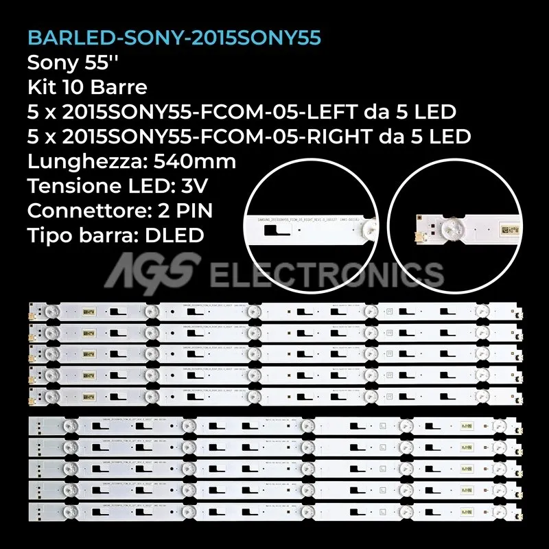 kit 10 barre LED retroilluminazione per Sony 55 pollici modello KD55XD7005