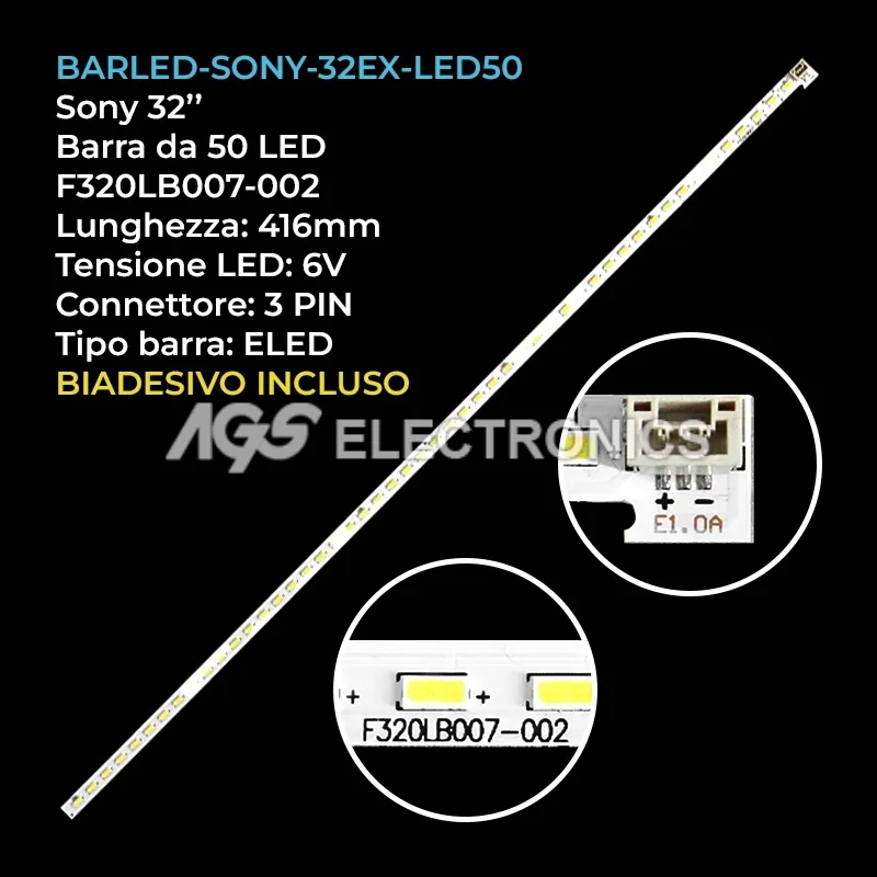 kit 1 barre LED retroilluminazione per Sony 32 pollici modello LTA320AN08