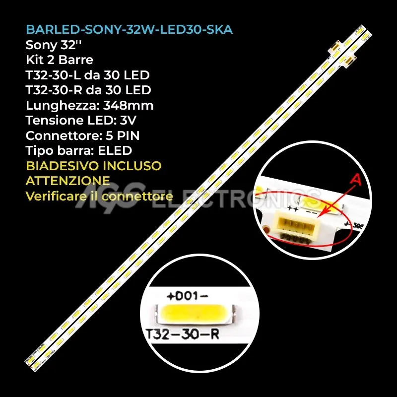 kit 2 barre LED retroilluminazione per Sony 32 pollici modello T320HVF010