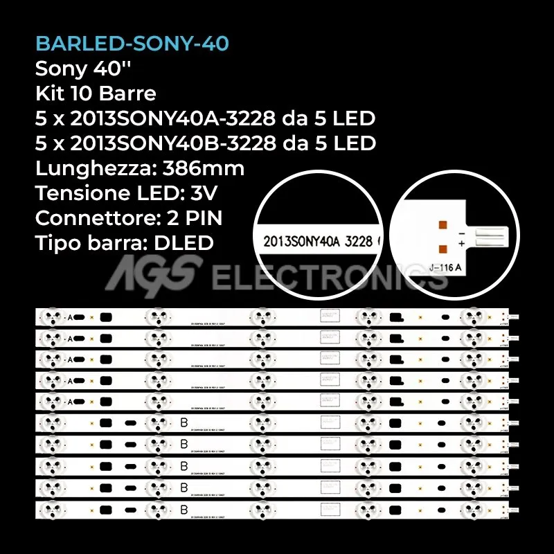 kit 10 barre LED retroilluminazione per Sony 40 pollici modello KDL40W905A
