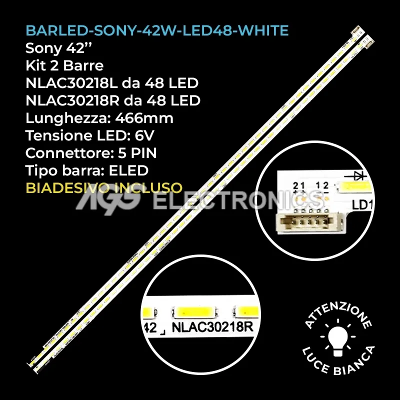 kit 2 barre LED retroilluminazione per Sony 42 pollici modello LC420EUFFFP3