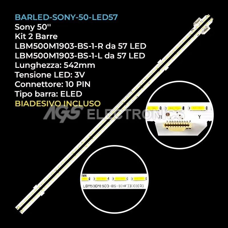 kit 2 barre LED retroilluminazione per Sony 50 pollici modello V500FWME01