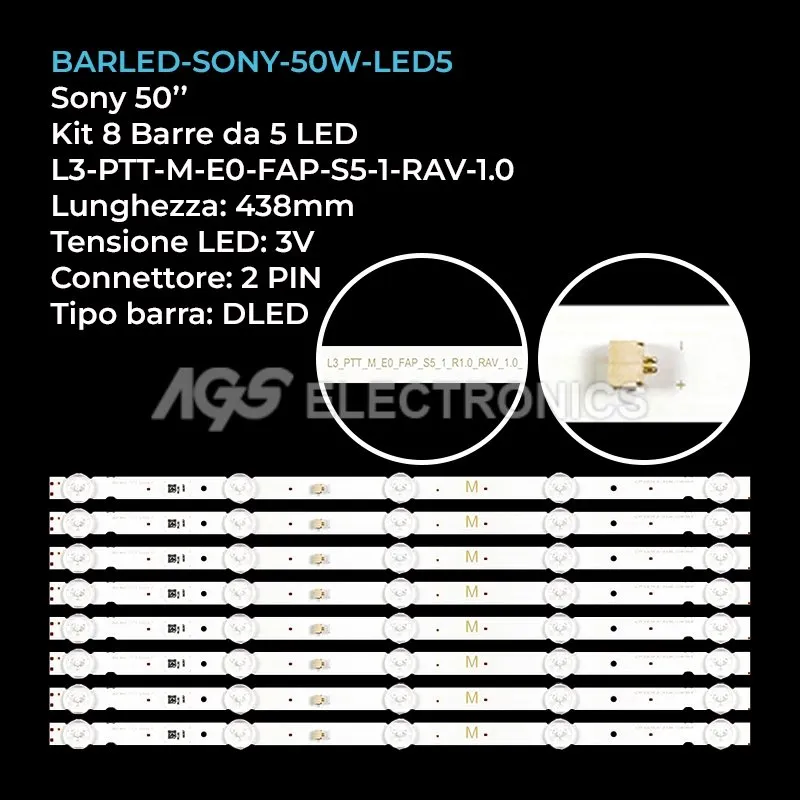 kit 8 barre LED retroilluminazione per Sony 50 pollici modello KDL50W660G