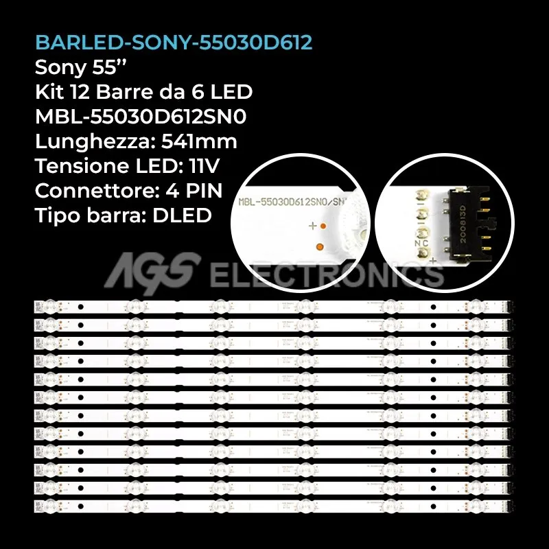 kit 12 barre LED retroilluminazione per Sony 55 pollici modello KE55XH9096B