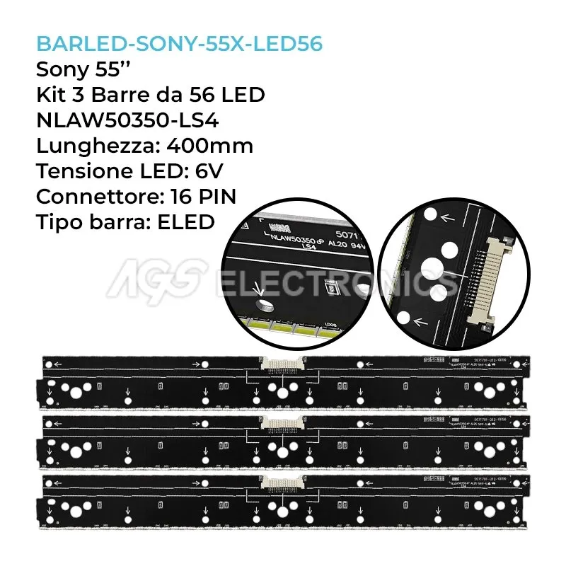 kit 3 barre LED retroilluminazione per Sony 55 pollici modello KD55X9000C