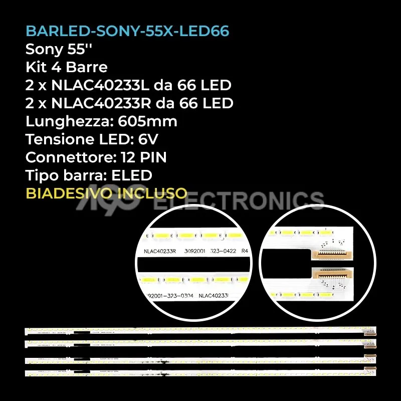 kit 4 barre LED retroilluminazione per Sony 55 pollici modello XBR55X9000A