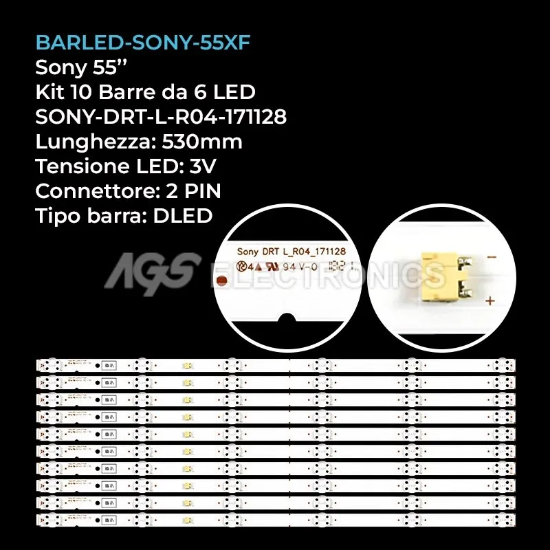 kit 10 barre LED retroilluminazione per Sony 55 pollici modello KD55XG8096