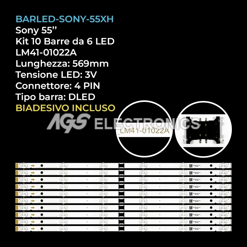 kit 10 barre LED retroilluminazione per Sony 55 pollici modello KD55X86J