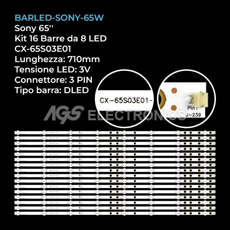 kit 16 barre LED retroilluminazione per Sony 65 pollici modello KDL65W857C