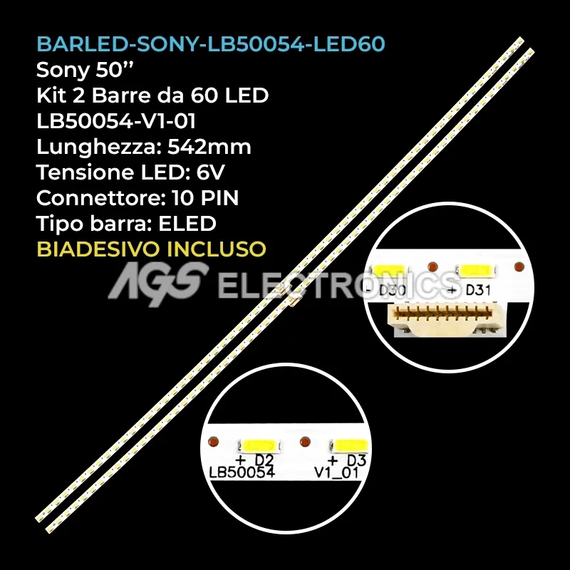 kit 2 barre LED retroilluminazione per Sony 50 pollici modello KD50S8000D