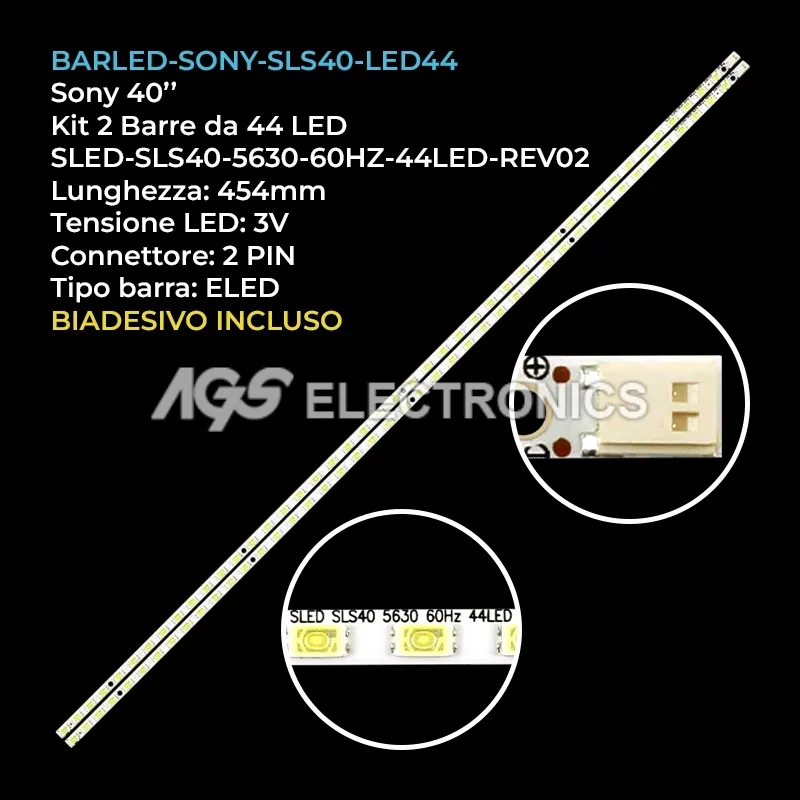 kit 2 barre LED retroilluminazione per Sony 40 pollici modello KDL40EX600
