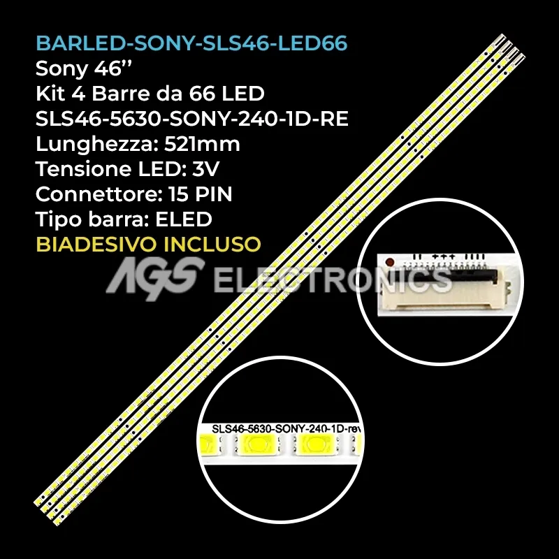 kit 4 barre LED retroilluminazione per Sony 46 pollici modello KDL46HX820
