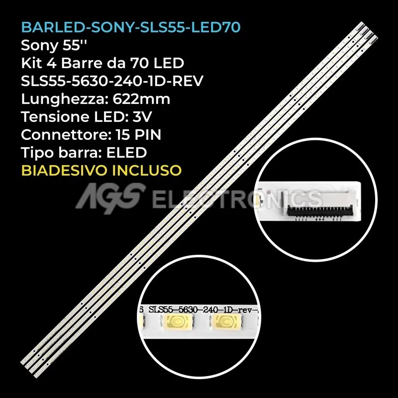 kit 4 barre LED retroilluminazione per Sony 55 pollici modello KDL55HX800