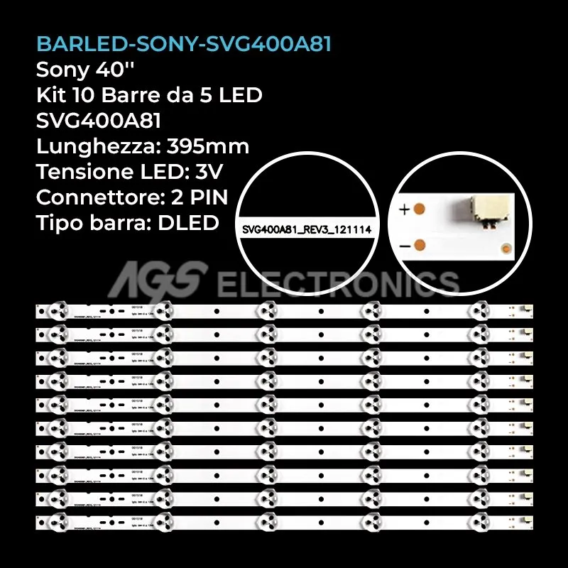 kit 10 barre LED retroilluminazione per Sony 40 pollici modello KDL40R470A