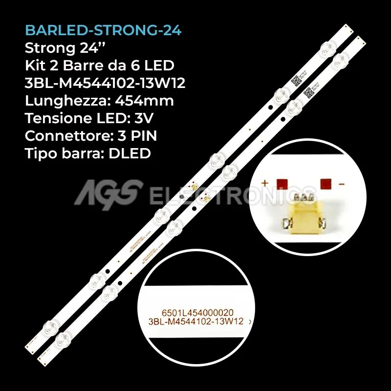 kit 2 barre LED retroilluminazione per Engel 24 pollici modello LED2490ATV