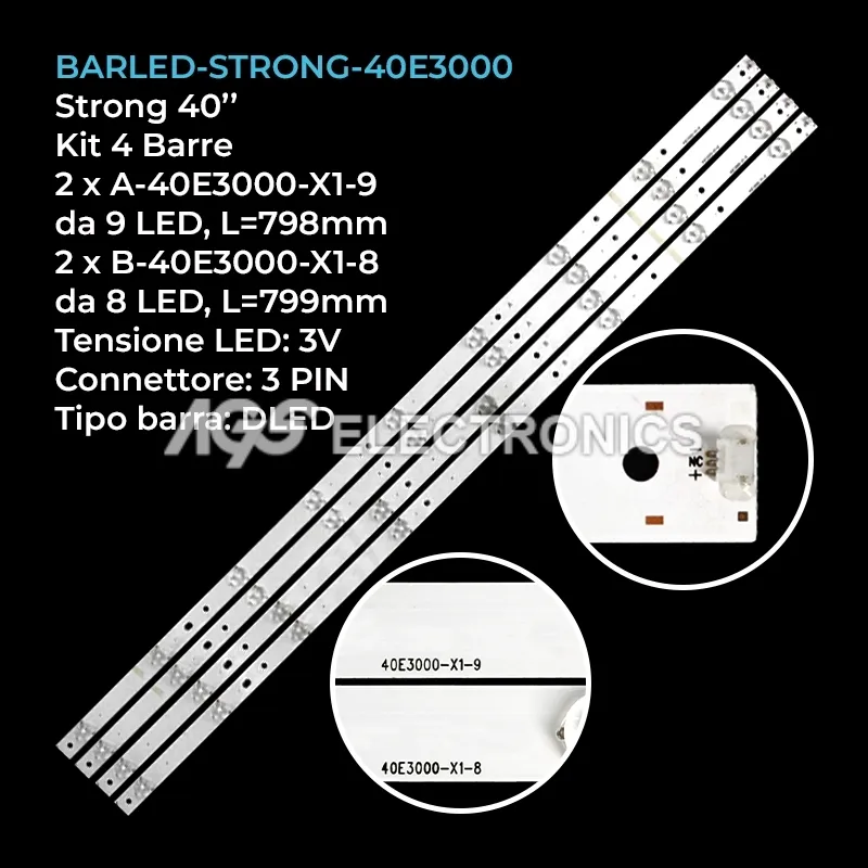 kit 4 barre LED retroilluminazione per Strong 40 pollici modello S40D302D2