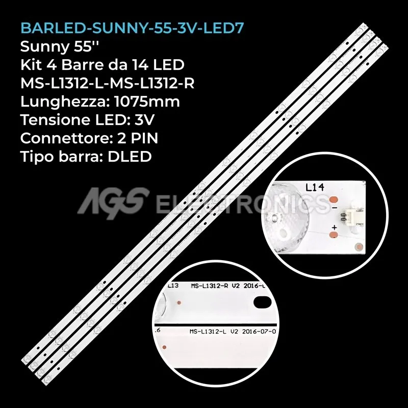 kit 4 barre LED retroilluminazione per Sunny 55 pollici modello CX550DLED