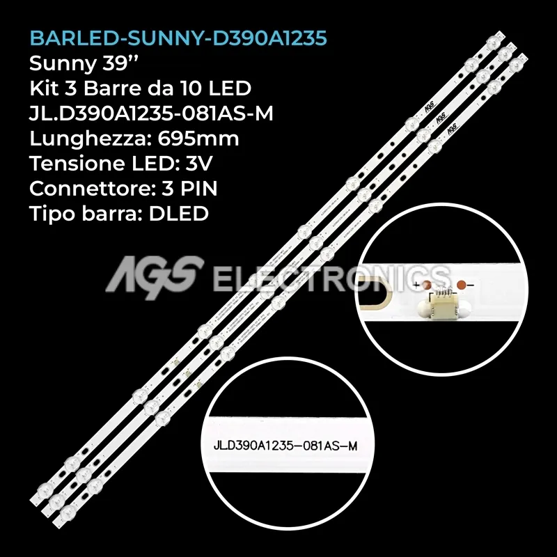 kit 3 barre LED retroilluminazione per TCL 39 pollici modello LE43D59