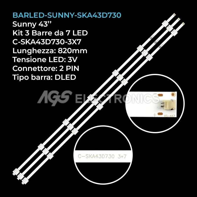 kit 3 barre LED retroilluminazione per Inno-Hit 43 pollici modello IH43S