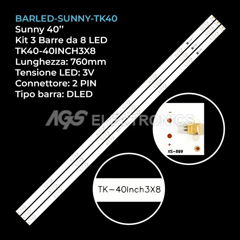 kit 3 barre LED retroilluminazione per Woon 40 pollici modello WN40DLK0120202