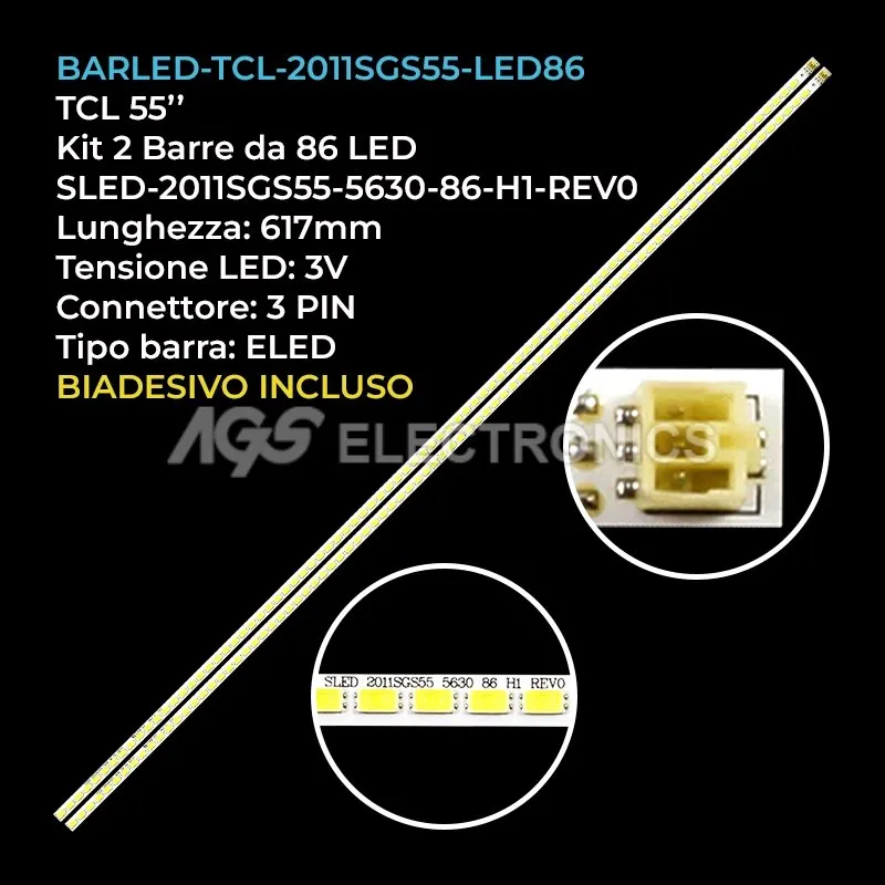 kit 2 barre LED retroilluminazione per Haier 55 pollici modello LE55H300K