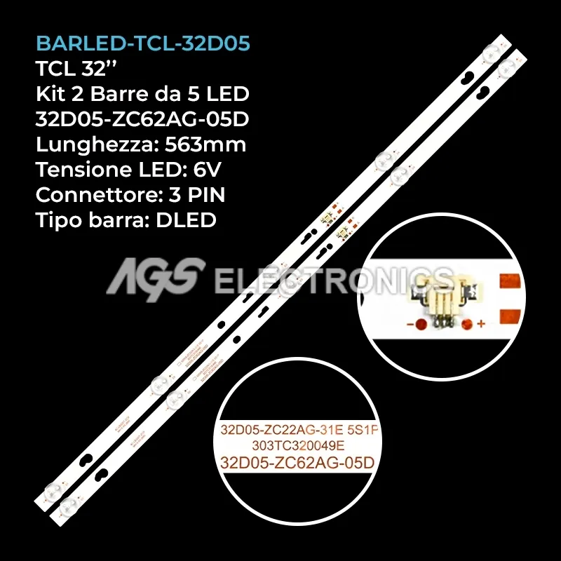 kit 2 barre LED retroilluminazione per Miia 32 pollici modello L32M66AEU