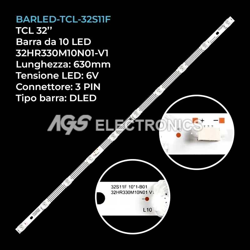kit 1 barre LED retroilluminazione per TCL 32 pollici modello 32V6EA