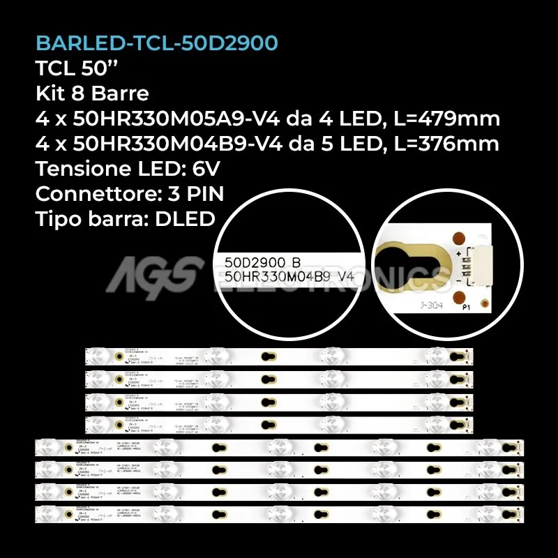 kit 8 barre LED retroilluminazione per TCL 50 pollici modello 50P20US