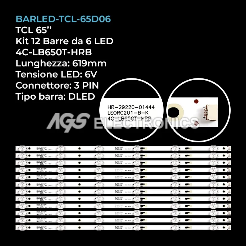 kit 72 barre LED retroilluminazione per TCL 65 pollici modello TC650M02
